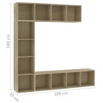 vidaXL Dulap cărți / TV, 3 piese, stejar Sonoma, 180 x 30 x 180 cm vidaXL Dulap cărți / TV, 3 piese, stejar Sonoma, 180 x 30 x 180 cm