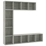 vidaXL Set bibliotecă/comodă TV, 3 piese, gri beton, 180x30x180 cm vidaXL Set bibliotecă/comodă TV, 3 piese, gri beton, 180x30x180 cm