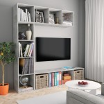 vidaXL Set bibliotecă/comodă TV, 3 piese, gri beton, 180x30x180 cm vidaXL Set bibliotecă/comodă TV, 3 piese, gri beton, 180x30x180 cm