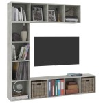 vidaXL Set bibliotecă/comodă TV, 3 piese, gri beton, 180x30x180 cm vidaXL Set bibliotecă/comodă TV, 3 piese, gri beton, 180x30x180 cm