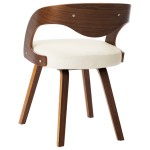 vidaXL Scaune de bucătărie, 4 buc, crem, lemn curbat & piele ecologică