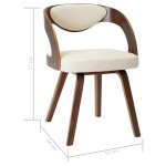 vidaXL Scaune de bucătărie, 4 buc, crem, lemn curbat & piele ecologică