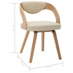 vidaXL Scaune de bucătărie, 4 buc, crem, lemn curbat & piele ecologică vidaXL Scaune de bucătărie, 4 buc, crem, lemn curbat & piele ecologică