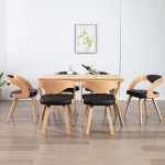 vidaXL Scaune bucătărie, 6 buc., lemn curbat și piele ecologică