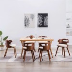 vidaXL Scaune sufragerie 6 buc. lemn curbat crem și piele artificială