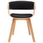 vidaXL Scaune de bucătărie 4 buc, negru, lemn curbat & piele ecologică