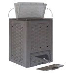 vidaXL Compostoare grădină 3 buc. maro 60x60x83 cm 900 L plastic ratan vidaXL Compostoare grădină 3 buc. maro 60x60x83 cm 900 L plastic ratan