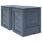 vidaXL Compostoare de grădină, 2 buc., gri, 60 x 60 x 73 cm, 520 L vidaXL Compostoare de grădină, 2 buc., gri, 60 x 60 x 73 cm, 520 L