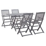 vidaXL Set mobilier de grădină, 5 piese, gri, lemn masiv de acacia vidaXL Set mobilier de grădină, 5 piese, gri, lemn masiv de acacia