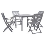vidaXL Set mobilier de grădină, 5 piese, gri, lemn masiv de acacia vidaXL Set mobilier de grădină, 5 piese, gri, lemn masiv de acacia