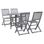 vidaXL Set mobilier de grădină, 5 piese, gri, lemn masiv de acacia vidaXL Set mobilier de grădină, 5 piese, gri, lemn masiv de acacia