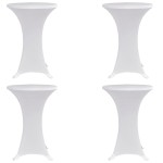 vidaXL Husă de masă cu picior Ø60 cm, 4 buc., alb, elastic vidaXL Husă de masă cu picior Ø60 cm, 4 buc., alb, elastic