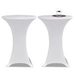 vidaXL Husă de masă cu picior Ø70 cm, 4 buc., alb, elastic vidaXL Husă de masă cu picior Ø70 cm, 4 buc., alb, elastic