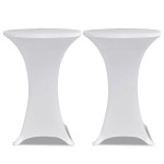 vidaXL Husă de masă cu picior Ø70 cm, 4 buc., alb, elastic vidaXL Husă de masă cu picior Ø70 cm, 4 buc., alb, elastic