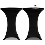 vidaXL Husă de masă cu picior, 4 buc., negru, Ø80 cm, elastic vidaXL Husă de masă cu picior, 4 buc., negru, Ø80 cm, elastic