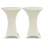 vidaXL Husă de masă cu picior, 4 buc., crem, Ø60 cm, elastic vidaXL Husă de masă cu picior, 4 buc., crem, Ø60 cm, elastic