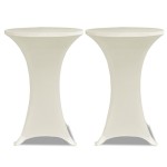 vidaXL Husă de masă cu picior Ø70 cm, 4 buc., crem, elastic vidaXL Husă de masă cu picior Ø70 cm, 4 buc., crem, elastic
