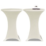 vidaXL Husă de masă cu picior, 4 buc., crem, Ø80 cm elastic vidaXL Husă de masă cu picior, 4 buc., crem, Ø80 cm elastic