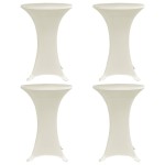 vidaXL Husă de masă cu picior, 4 buc., crem, Ø80 cm elastic vidaXL Husă de masă cu picior, 4 buc., crem, Ø80 cm elastic
