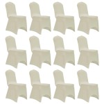 vidaXL Huse elastice pentru scaun, 12 buc., crem vidaXL Huse elastice pentru scaun, 12 buc., crem