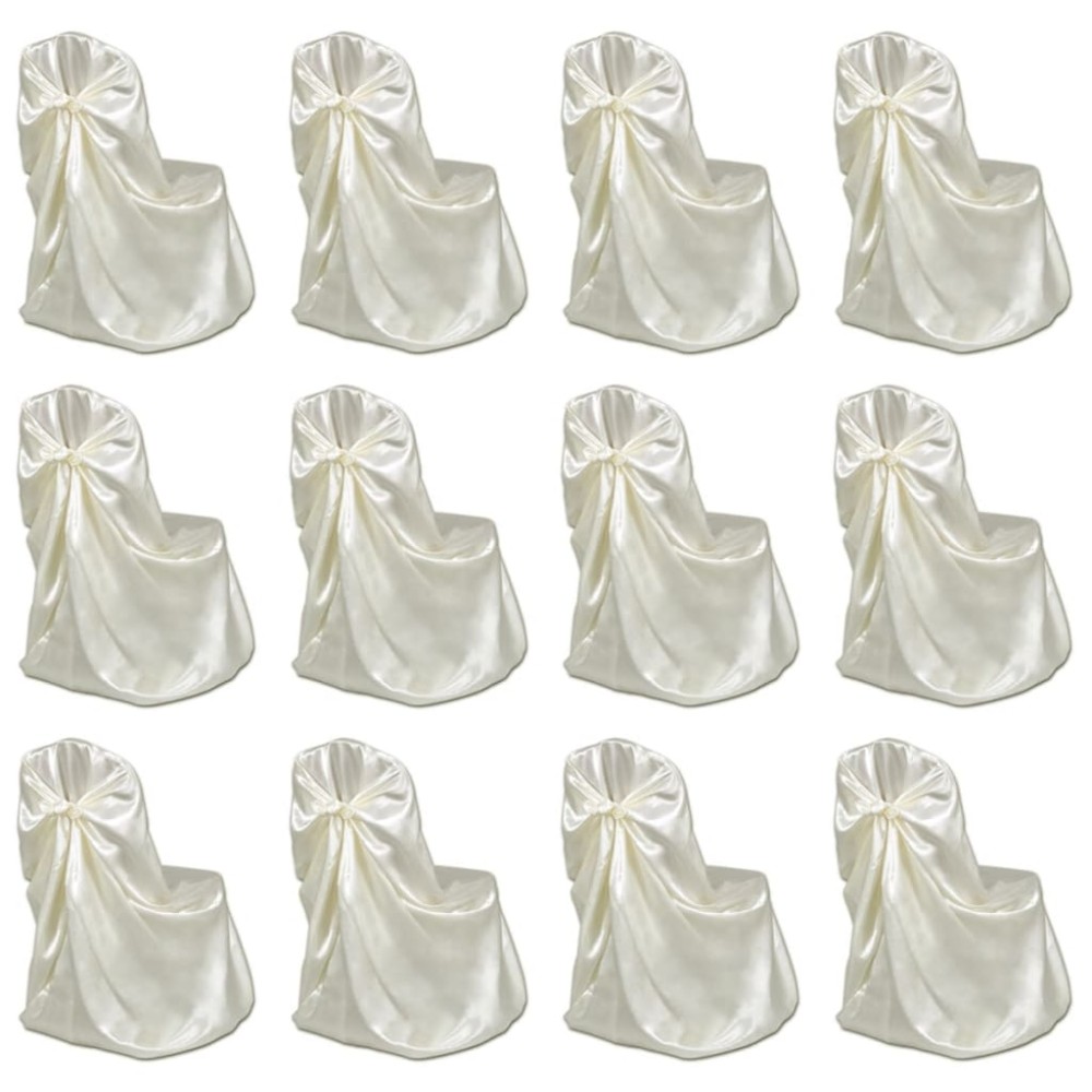 vidaXL Husă de scaun pentru nunți, 12 buc., crem