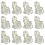 vidaXL Husă de scaun pentru nunți, 12 buc., crem