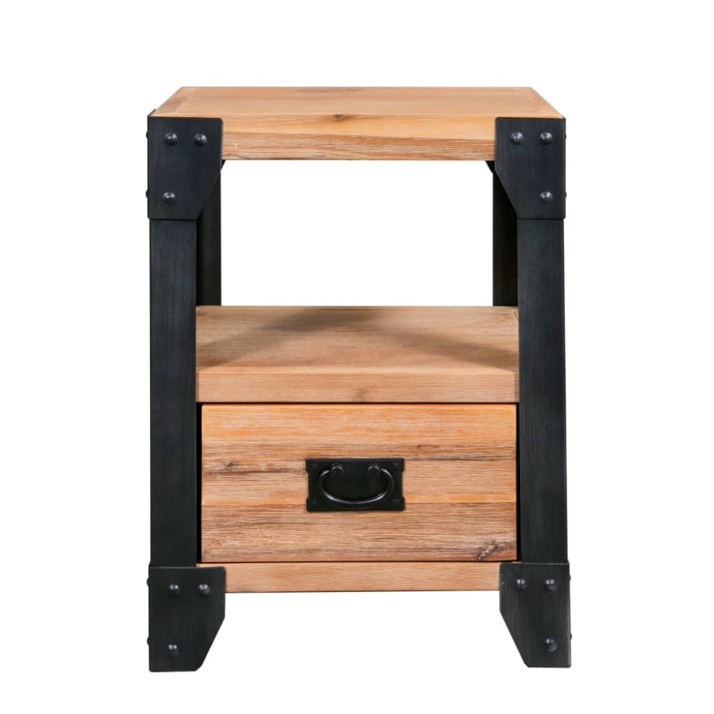 vidaXL Noptiere, 2 buc., 40 x 30 x 54 cm, lemn masiv de acacia, oțel