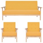 vidaXL Set de canapele, 3 piese, galben, material textil vidaXL Set de canapele, 3 piese, galben, material textil