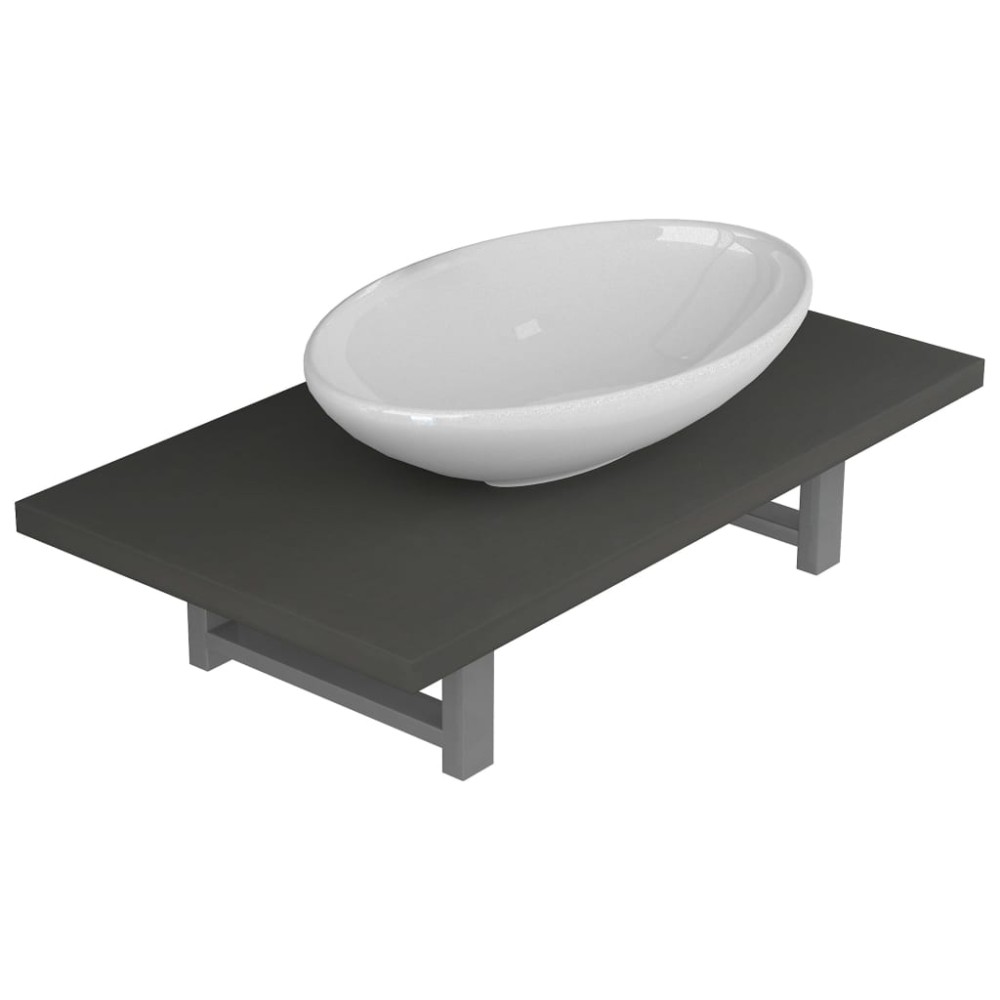 vidaXL Set mobilier de baie, 2 piese, gri, ceramică