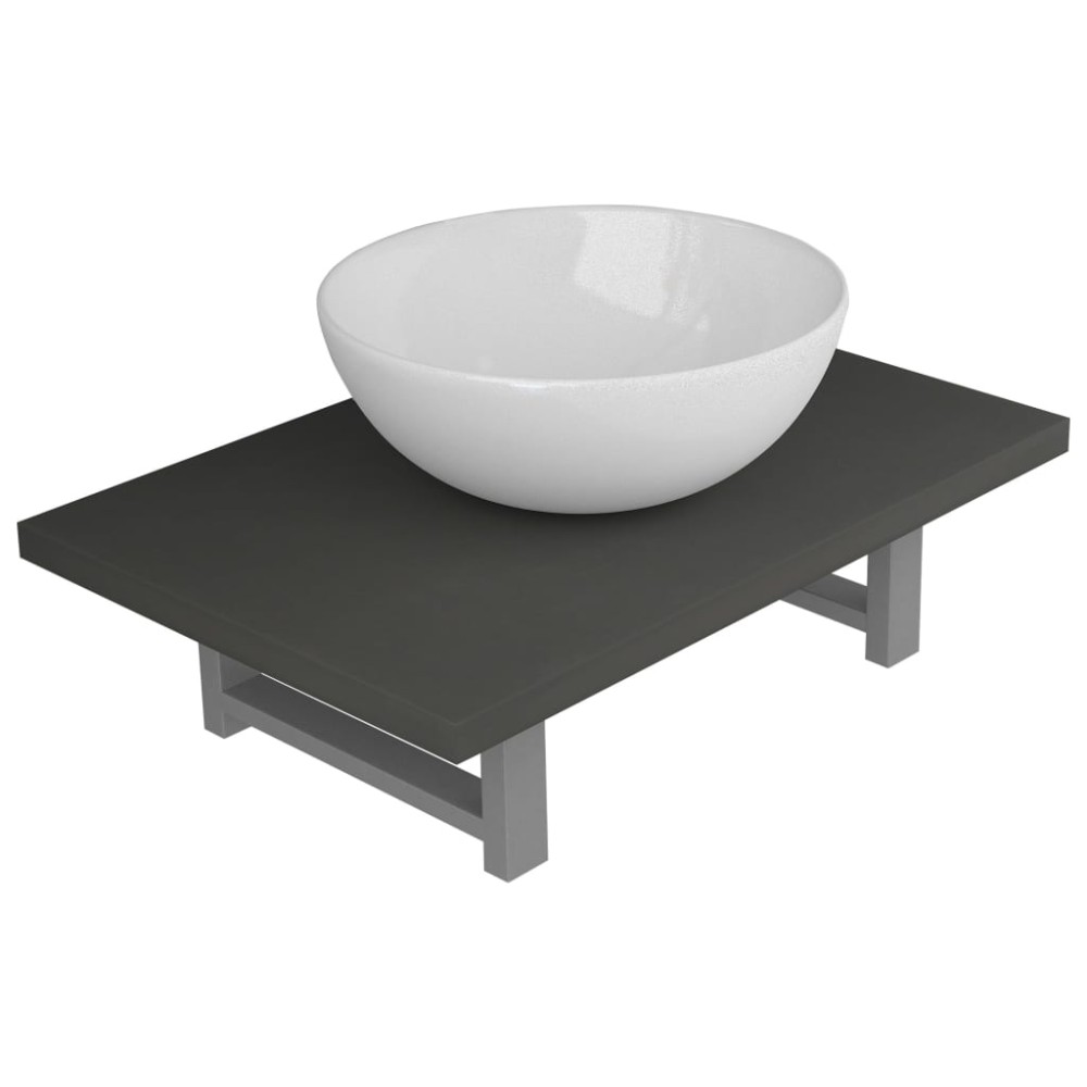 vidaXL Set mobilier de baie, 2 piese, gri, ceramică