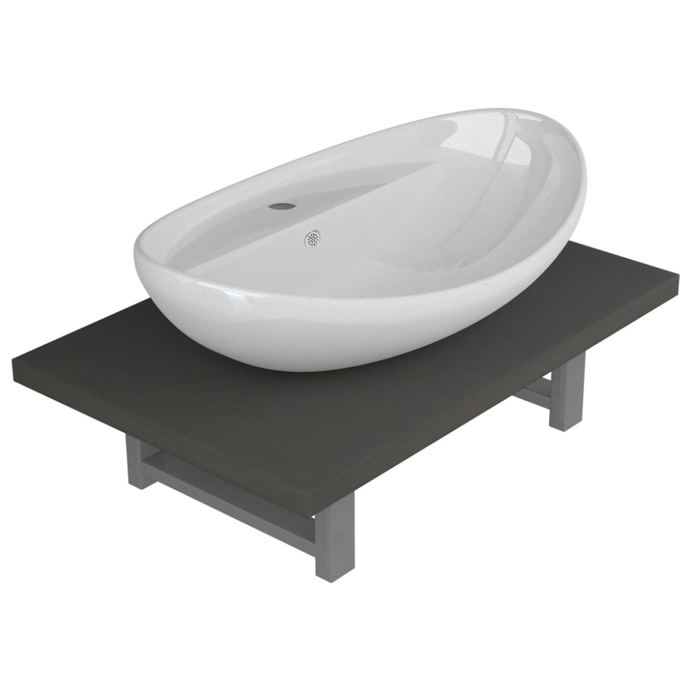 vidaXL Set mobilier de baie, 2 piese, gri, ceramică