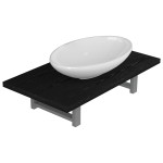 vidaXL Set mobilier de baie, 2 piese, negru, ceramică vidaXL Set mobilier de baie, 2 piese, negru, ceramică