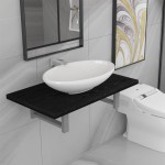vidaXL Set mobilier de baie, 2 piese, negru, ceramică vidaXL Set mobilier de baie, 2 piese, negru, ceramică