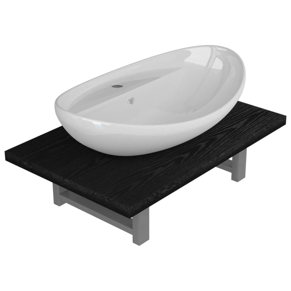 vidaXL Set mobilier de baie, 2 piese, negru, ceramică