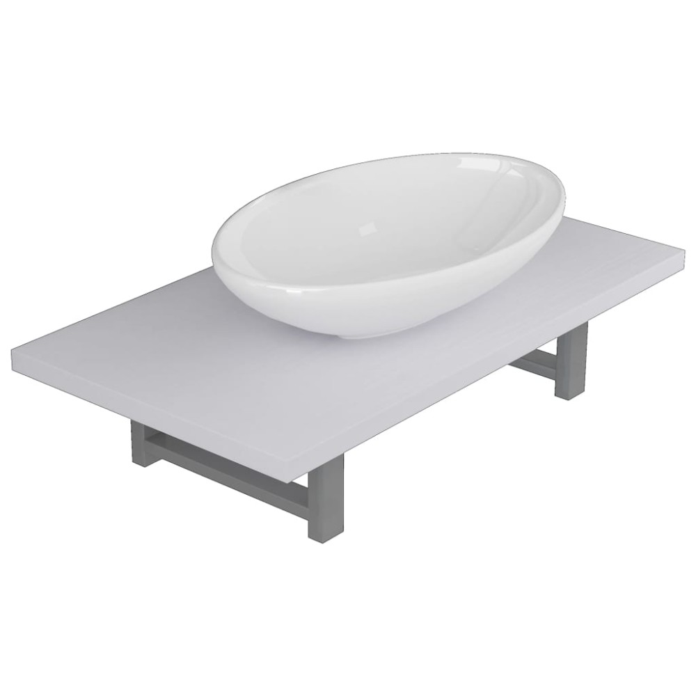 vidaXL Set mobilier de baie, 2 piese, alb, ceramică