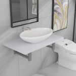 vidaXL Set mobilier de baie, 2 piese, alb, ceramică vidaXL Set mobilier de baie, 2 piese, alb, ceramică