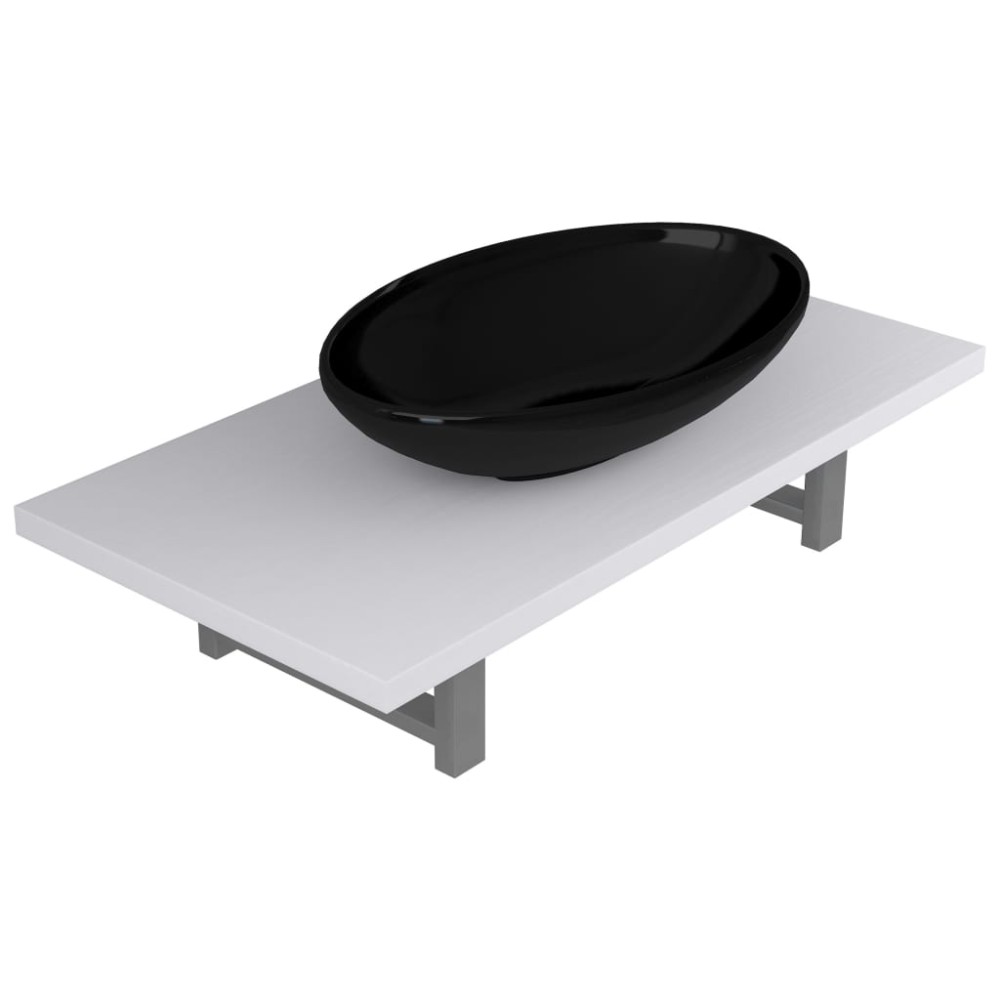 vidaXL Set mobilier de baie, 2 piese, alb, ceramică