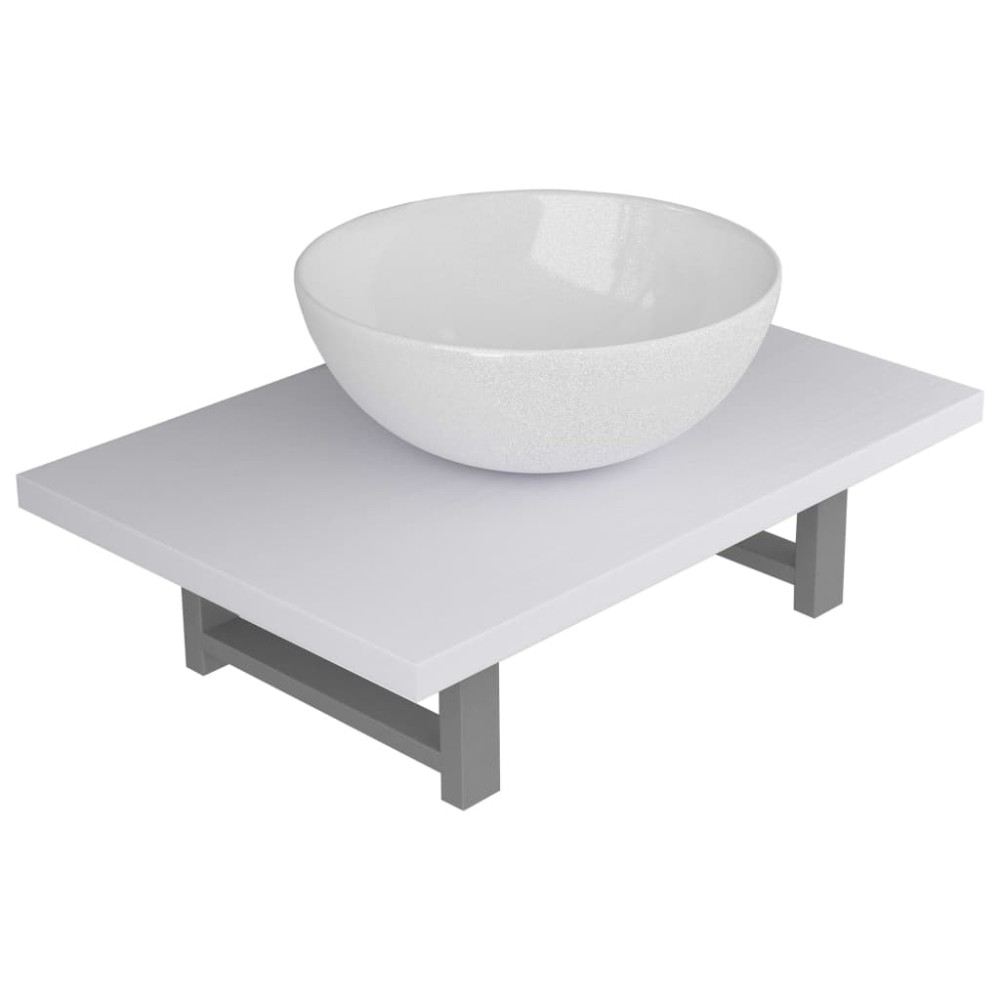vidaXL Set mobilier de baie, 2 piese, alb, ceramică