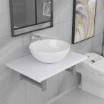 vidaXL Set mobilier de baie, 2 piese, alb, ceramică vidaXL Set mobilier de baie, 2 piese, alb, ceramică