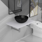 vidaXL Set mobilier de baie, 2 piese, alb, ceramică vidaXL Set mobilier de baie, 2 piese, alb, ceramică