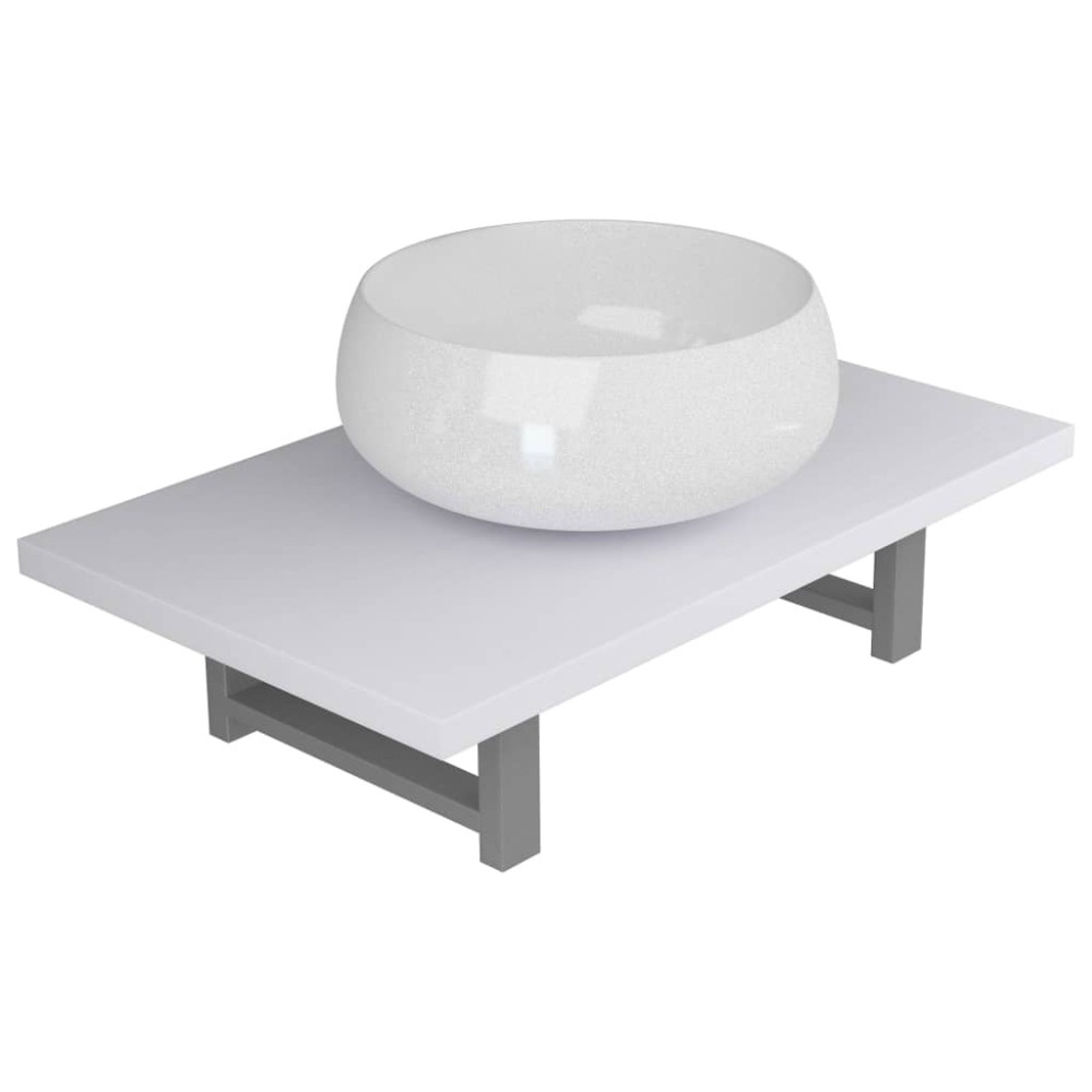 vidaXL Set mobilier de baie, 2 piese, alb, ceramică