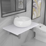 vidaXL Set mobilier de baie, 2 piese, alb, ceramică vidaXL Set mobilier de baie, 2 piese, alb, ceramică