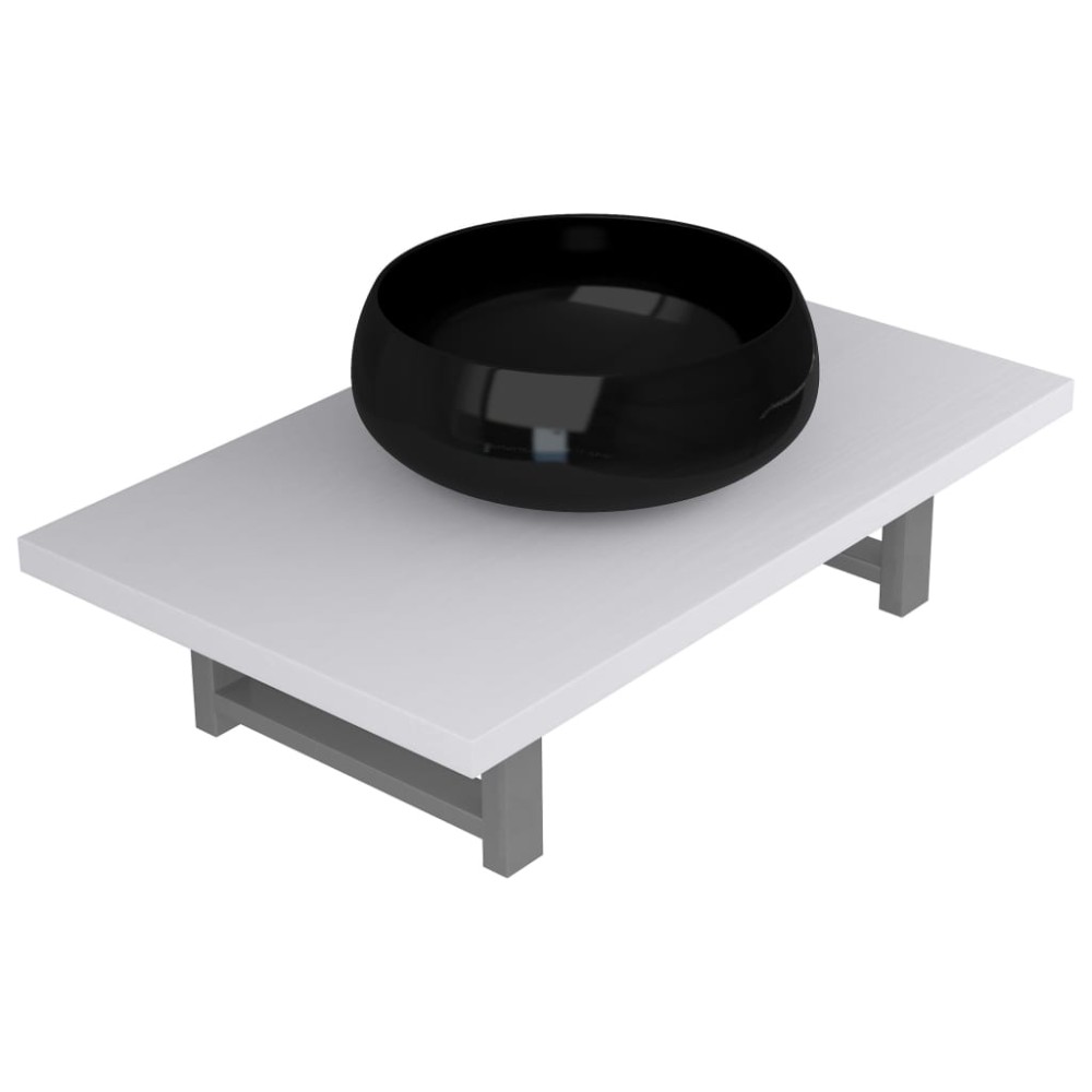 vidaXL Set mobilier de baie, 2 piese, alb, ceramică