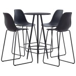 vidaXL Set de bar, 5 piese, negru, plastic vidaXL Set de bar, 5 piese, negru, plastic