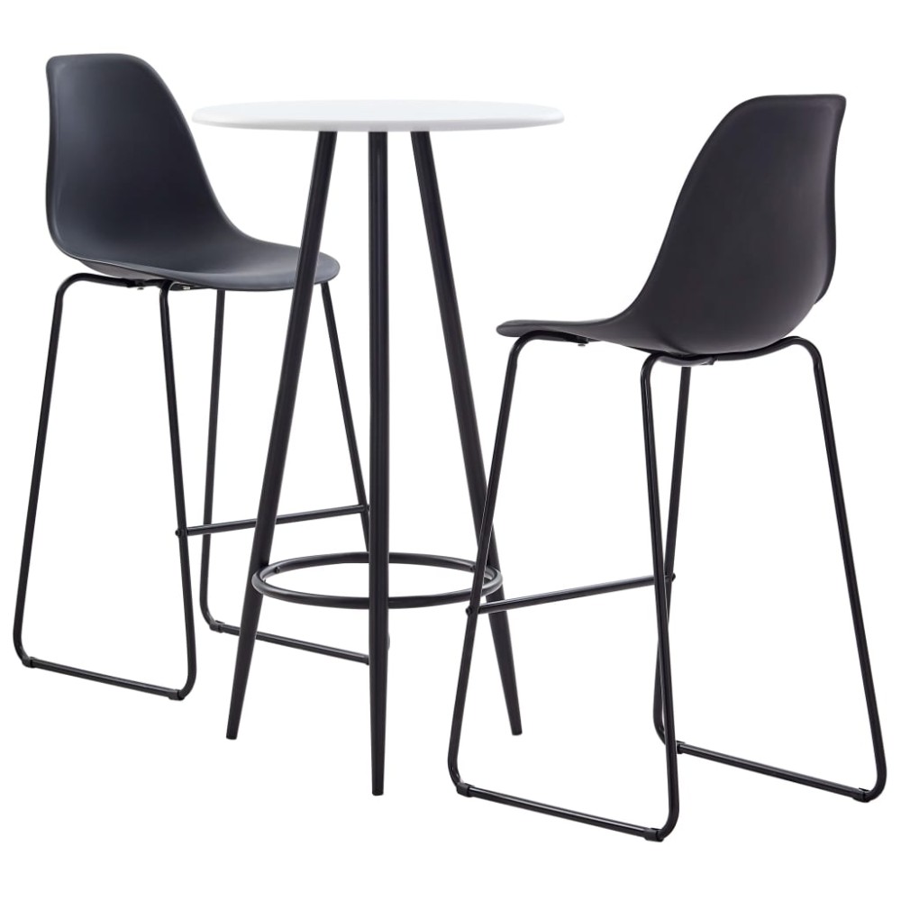 vidaXL Set mobilier de bar, 3 piese, negru, plastic
