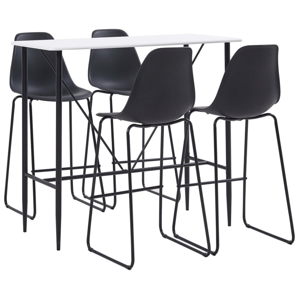 vidaXL Set de bar, 5 piese, negru, plastic