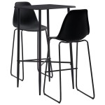 vidaXL Set mobilier de bar, 3 piese, negru, plastic vidaXL Set mobilier de bar, 3 piese, negru, plastic