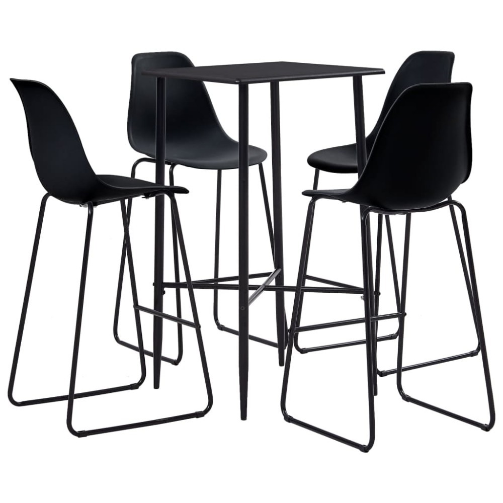 vidaXL Set mobilier de bar, 5 piese, negru, plastic