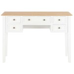 vidaXL Birou de scris, alb, 109,5 x 45 x 77,5 cm, lemn