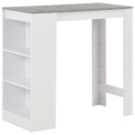 vidaXL Masă de bar cu raft, alb, 110 x 50 x 103 cm vidaXL Masă de bar cu raft, alb, 110 x 50 x 103 cm